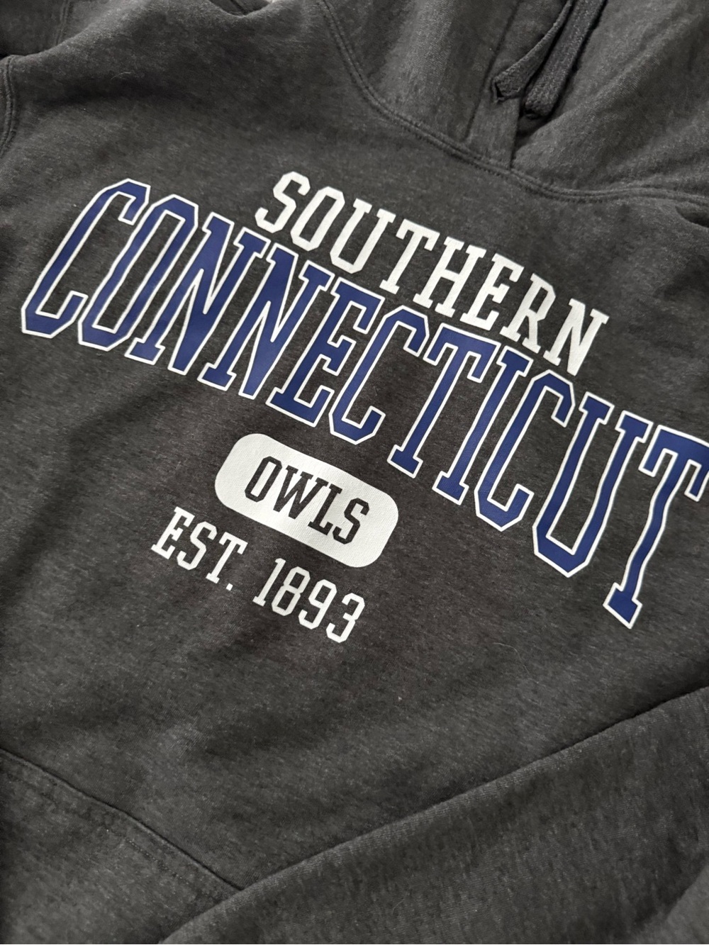 SCSU Collegiate Logo Hoodie (Charcoal Heather, Blue & White) - Picture 5 of 5